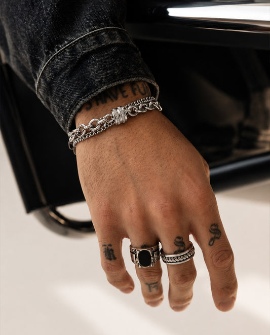 Silver-Plated Eclipse Bracelet for Men