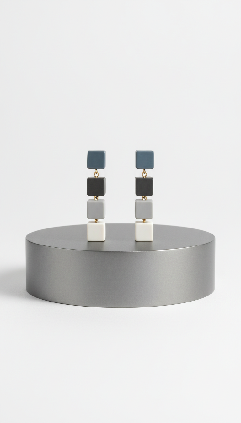 Monochrome Cube Drop Earrings