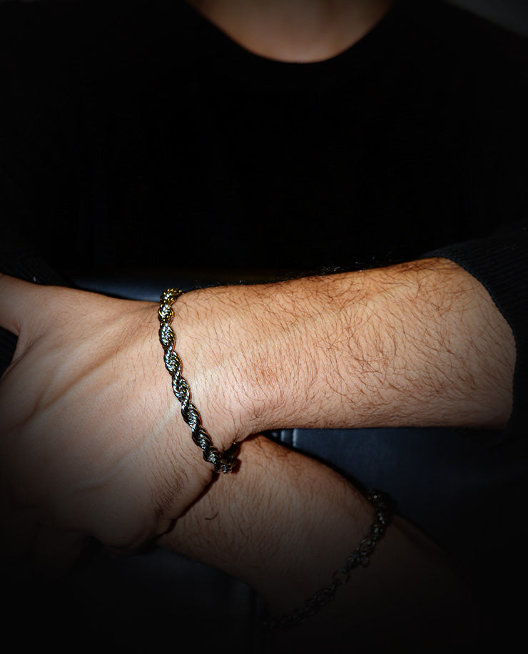 Loom & Looster- Elite Silver Rope Bracelet for Men
