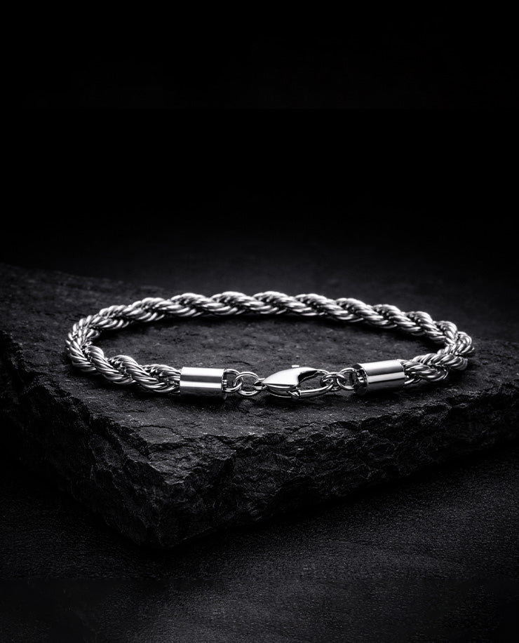 Loom & Looster- Elite Silver Rope Bracelet for Men