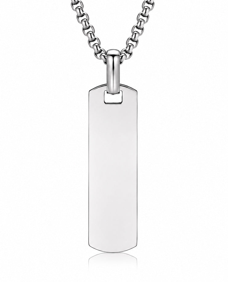 Custom Engraved Bar Pendant Necklace for Men – Premium 304 Stainless Steel