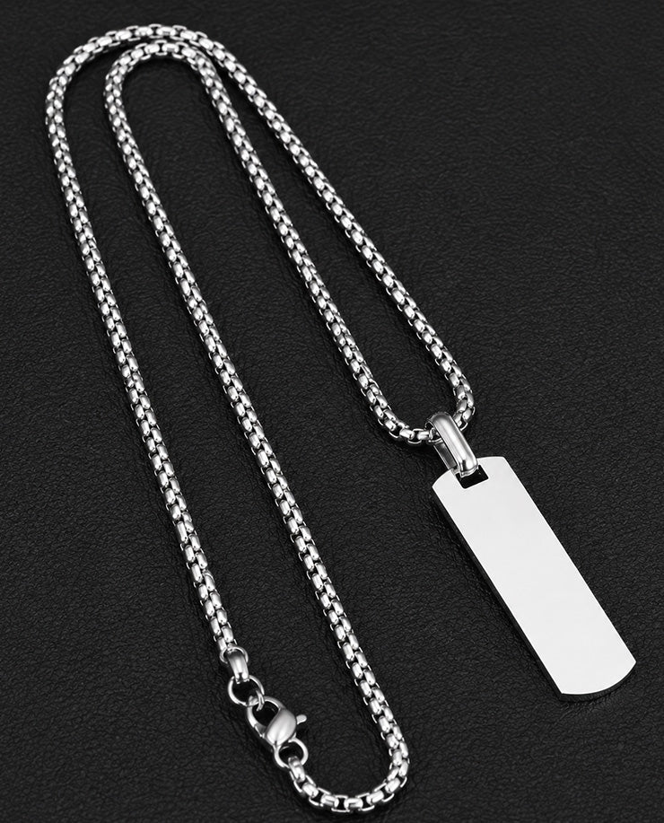 Custom Engraved Bar Pendant Necklace for Men – Premium 304 Stainless Steel