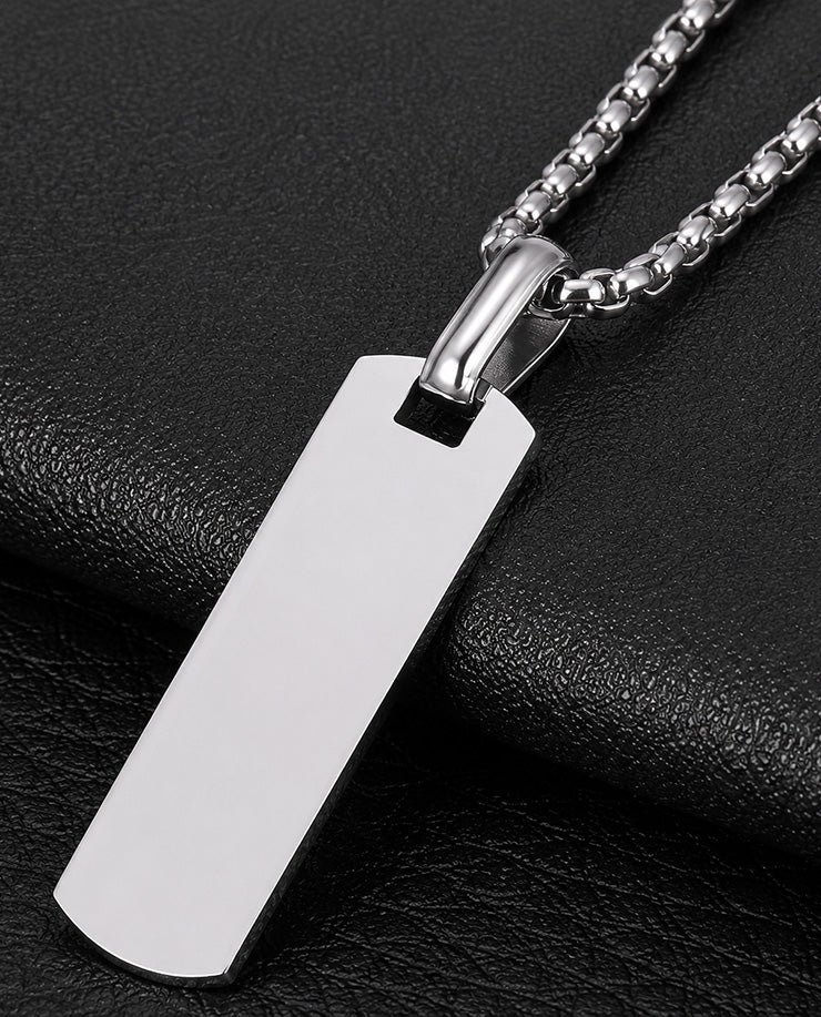 Custom Engraved Bar Pendant Necklace for Men – Premium 304 Stainless Steel