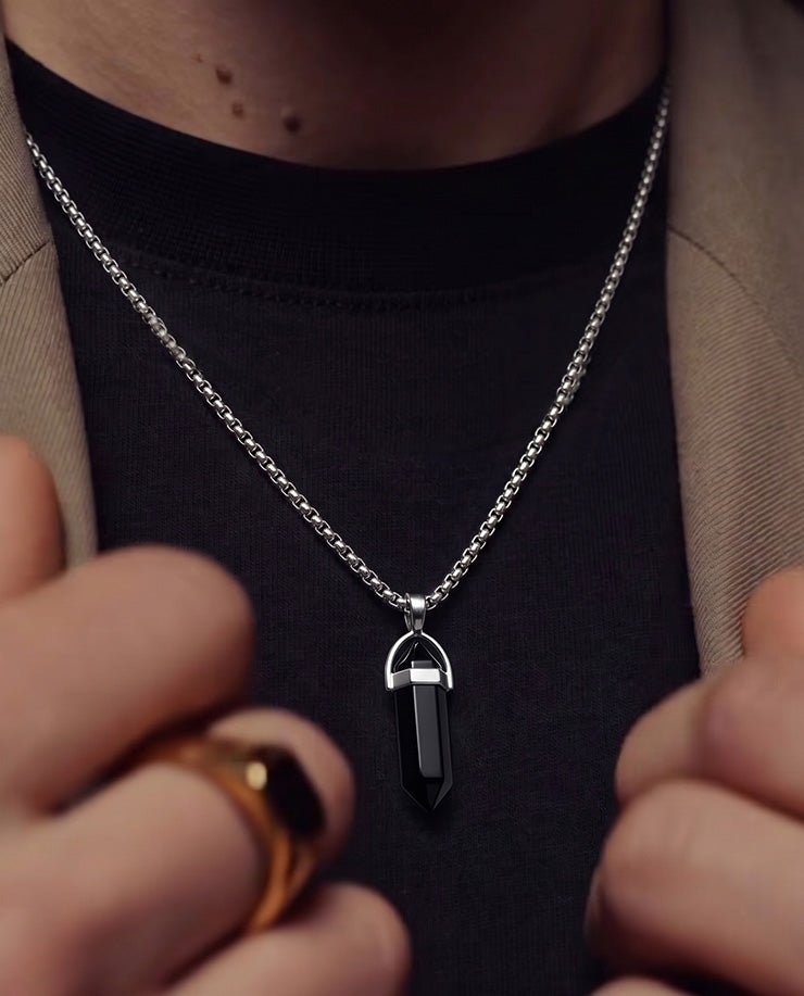 Obsidian Crystal Pendant For Men's