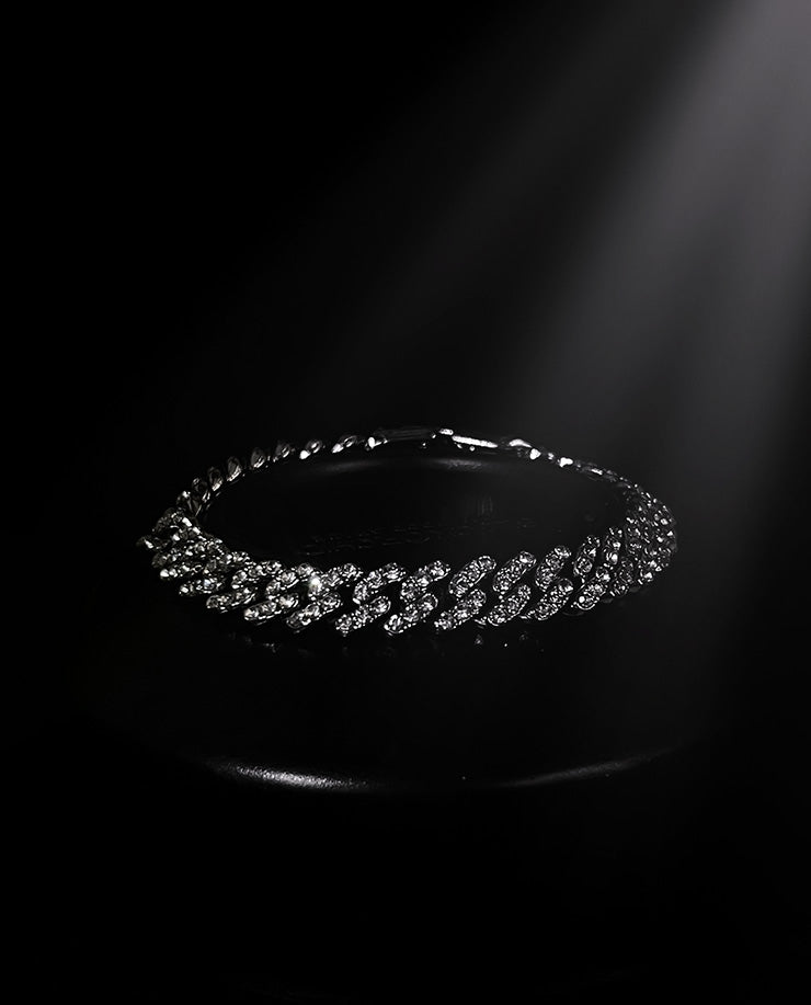 Men’s Silver Cuban Bracelet with Diamond Finish