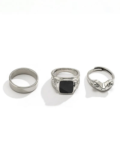 L&L Silver Stack Ring Set for Men (3-Piece)