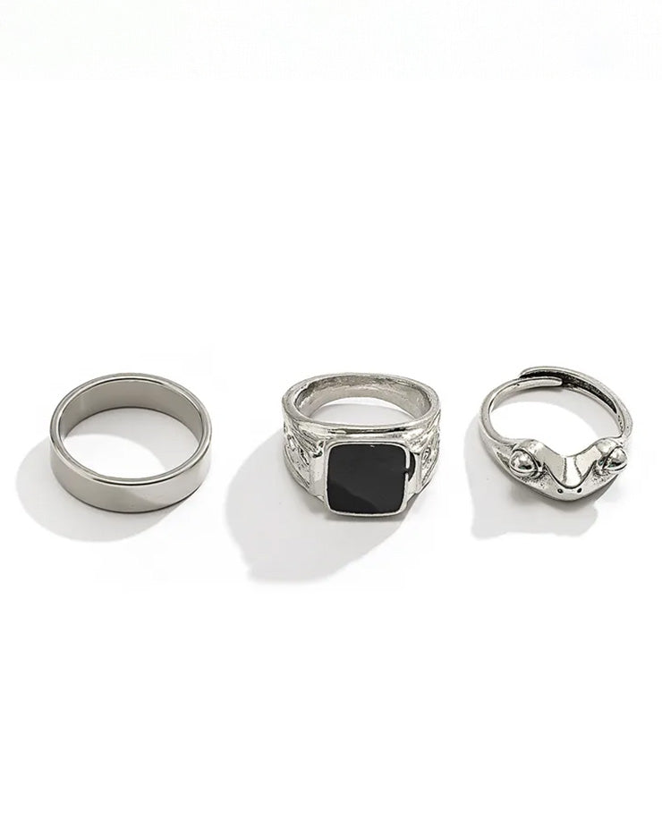 L&L Silver Stack Ring Set for Men (3-Piece)