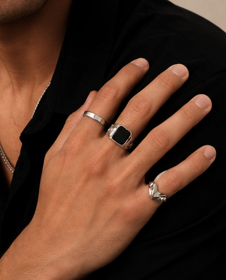 L&L Silver Stack Ring Set for Men (3-Piece)