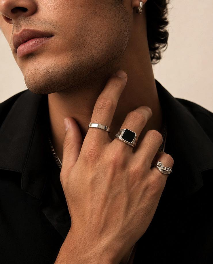 L&L Silver Stack Ring Set for Men (3-Piece)