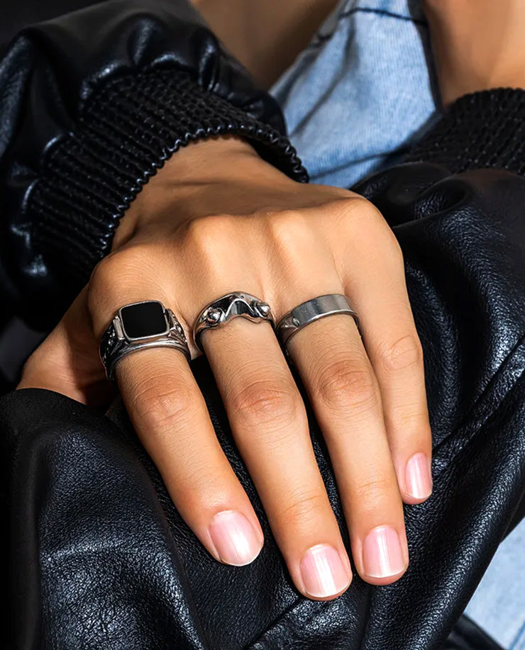 L&L Silver Stack Ring Set for Men (3-Piece)